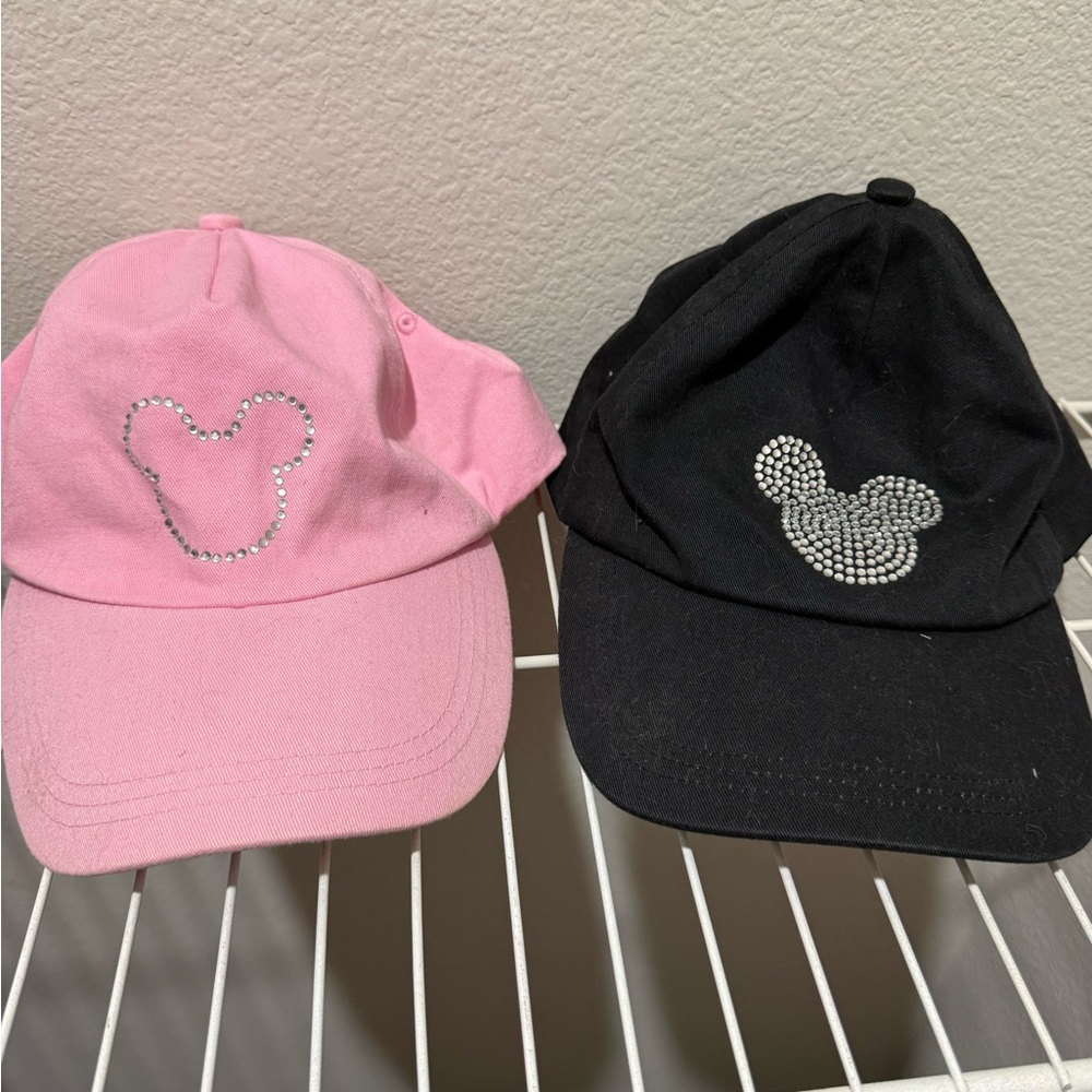 Disney Pink and Black Mickey Rhinestone Hats